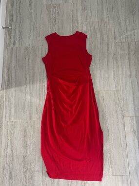 Sleeveless Red Dress with Open Cut